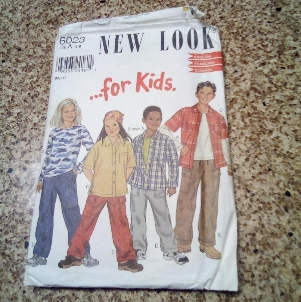 New Look Sewing Pattern 6023 Kid's Tops Shirts Pants Size 4-9